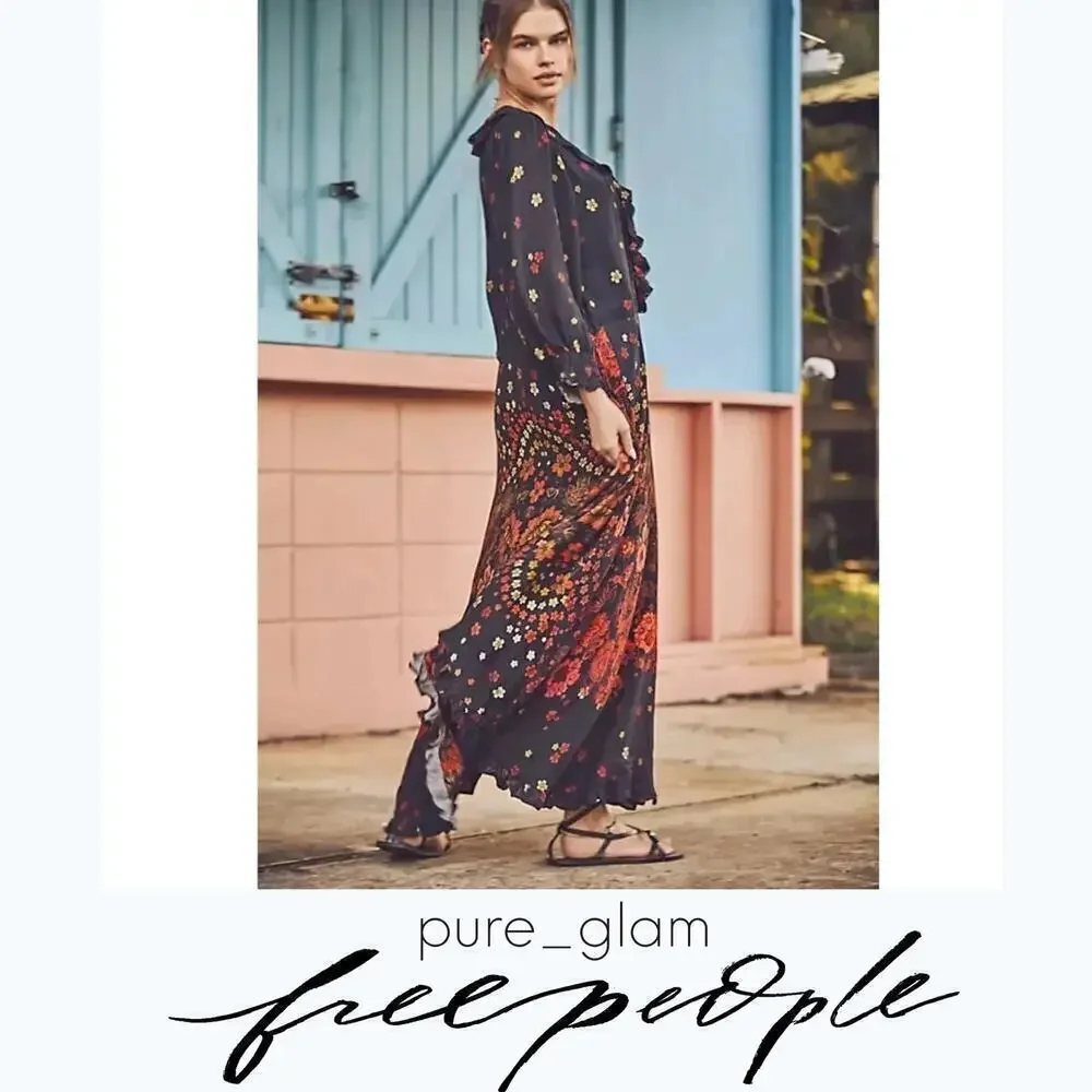 Free People maxi dress floral maxi with ruffles